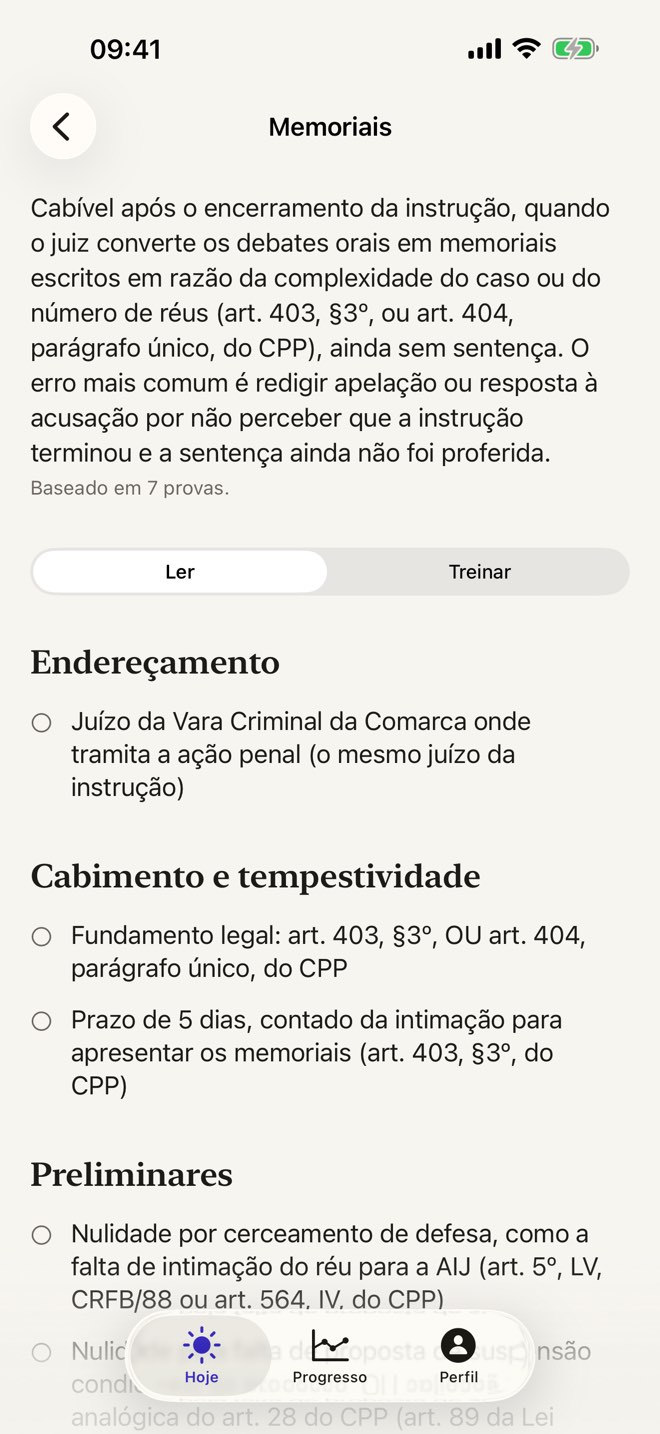 Checklist de memoriais com os itens que a FGV pontua